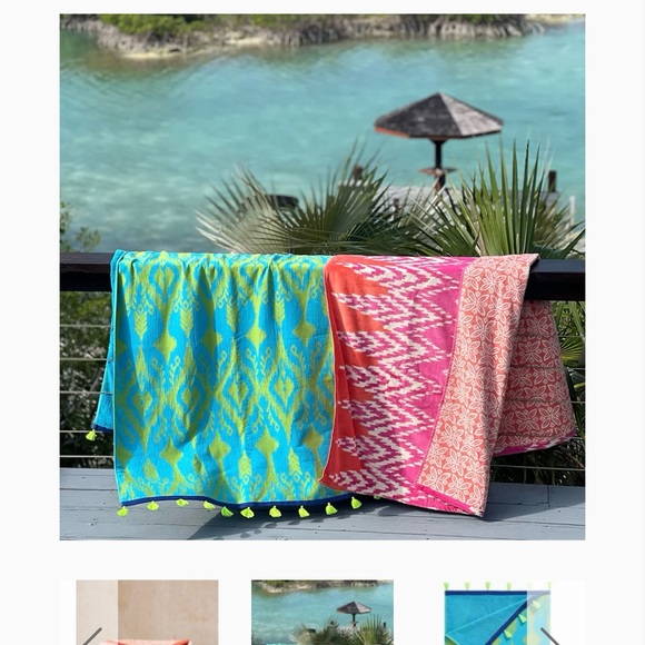 NWT John Robshaw Textiles Ravi Peacock towel throw beach cotton tassels - Picture 6 of 10